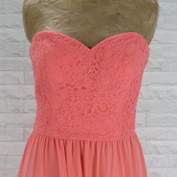 MORI LEE Dress Strapless Lace Chiffon Maxi Wedding Pastel Prom Plus Size 14 - Picture 2 of 12